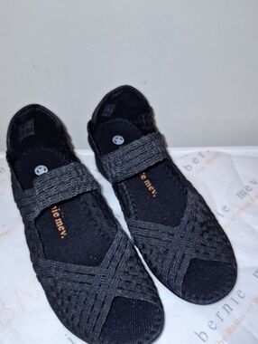 bernie mev. Black Woven Mary Jane Sandals